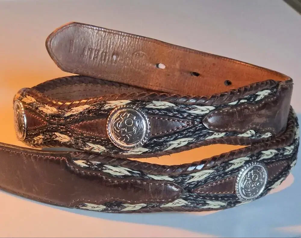 Vintage 3D Belt Company Western Concho Brown Leather Belt Sz 38